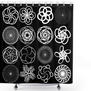 Personality  Monochrome Abstract Mandala Sacred Geometry Set Shower Curtains