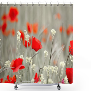 Personality  Wild Red Poppy Shower Curtains