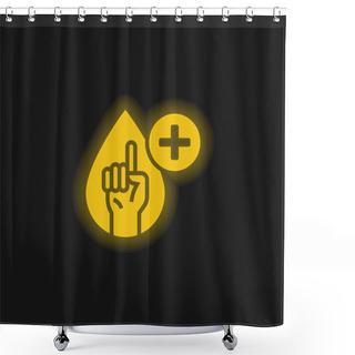 Personality  Blood Test Yellow Glowing Neon Icon Shower Curtains