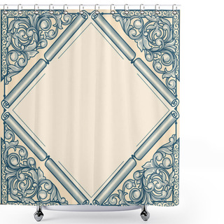 Personality  Vintage Design Of Frame With Blank Rhombus  Shower Curtains