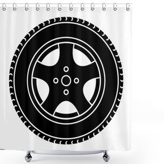 Personality  Car Wheel Black White Symbol Shower Curtains