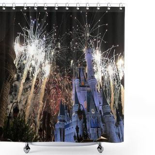 Personality  Happily Ever After Fireworks Disney Shower Curtains