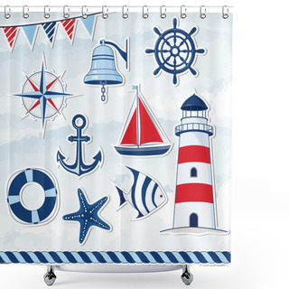 Personality  Nautical Design Elements Shower Curtains