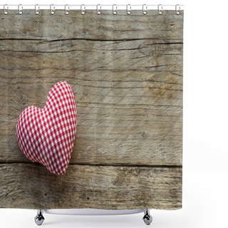 Personality  Cloth Heart With Red White Pattern On Rustic Old Wood Shower Curtains