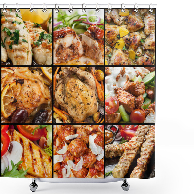 Personality  Collection of chicken meals. shower curtains