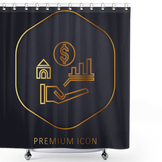Personality  Benefits Golden Line Premium Logo Or Icon Shower Curtains