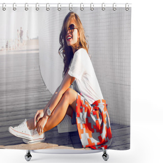 Personality  Beautiful Young Brunette Woman Shower Curtains