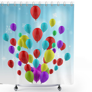 Personality  Floating Colourful Balloons Mean Spring Festival Or Joyful Celeb Shower Curtains