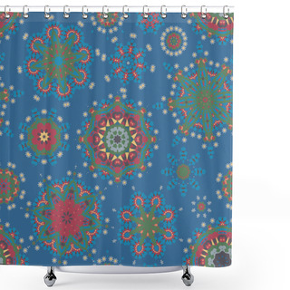 Personality  Ethnic Pattern In Pastel Color With Stylized Flowers Shower Curtains