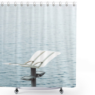 Personality  Street Lamppost With Lanterns And Water At Background  Shower Curtains