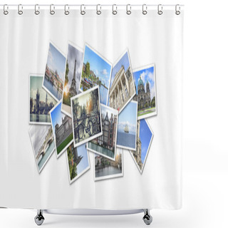 Personality  Postcard Collage From Europe. Shower Curtains