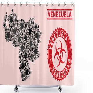 Personality  Coronavirus Mosaic Venezuela Map With Grunge Biohazard Stamps Shower Curtains