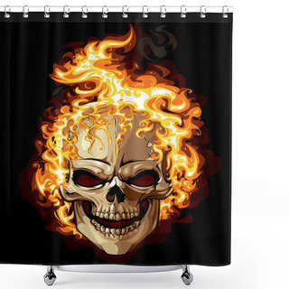 Personality  Gold Skull Icon. Fire Ornament Tattoo Shower Curtains