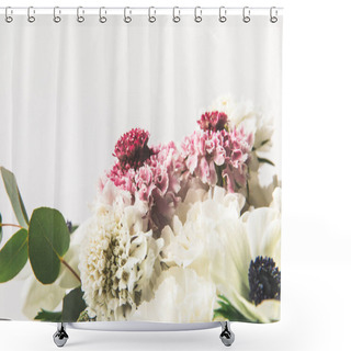 Personality  Close Up View Of Beautiful Bridal Bouquet Isolated On Grey Shower Curtains