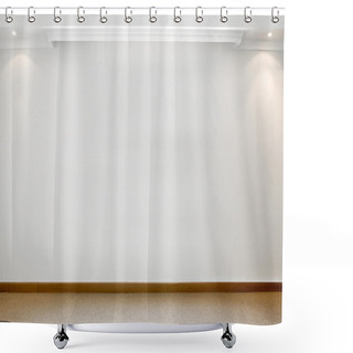 Personality  Empty White Wall With 2 Spot Lights And Carpeted Floor Shower Curtains