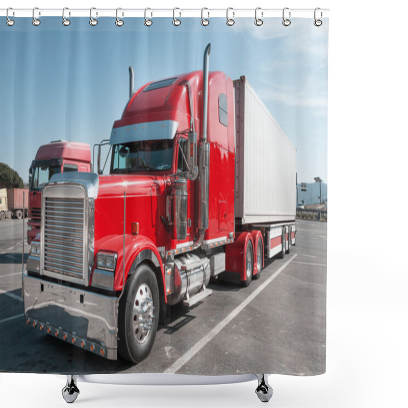 Personality  Red US Truck With Chrome Parts Shower Curtains