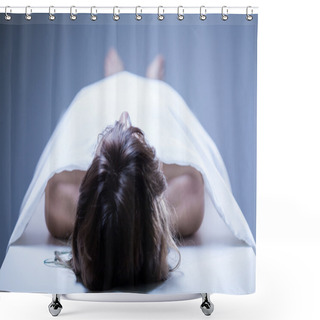 Personality  Dead Woman In The Morgue Shower Curtains