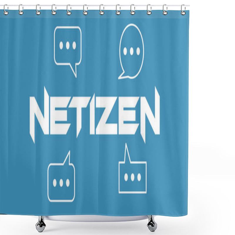 Personality  Netizen Word Background Vector Illustration Design. Blue Color Illustration And Comment Box Shower Curtains