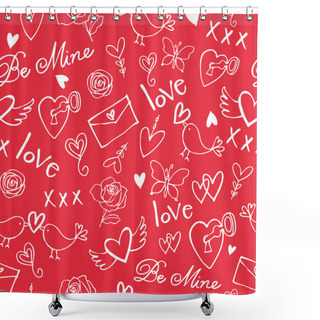 Personality  Seamless Love Background Shower Curtains