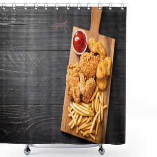 Personality  Fried Chicken With French Fries And Nuggets Meal - Junk Food And Unhealthy Food Shower Curtains