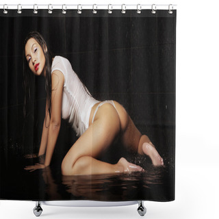 Personality  Young Expressive Sexy Woman Shower Curtains