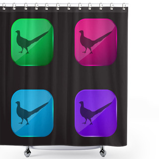 Personality  Bird Peasant Animal Shape Four Color Glass Button Icon Shower Curtains