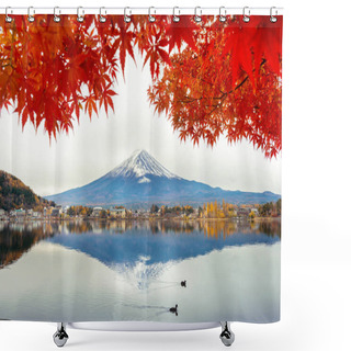 Personality  Autumn Season And Fuji Mountain At Kawaguchiko Lake, Japan. Shower Curtains