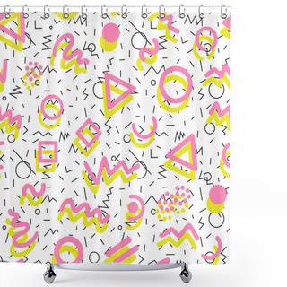 Personality  Retro 80s Seamless Pattern  Shower Curtains