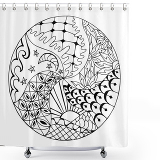 Personality  Hand Drawn Zentangle Round Ornament Shower Curtains