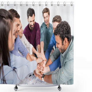 Personality  Businesspeople Giving Highfive Shower Curtains