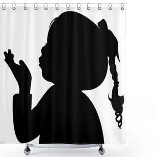 Personality  A Child Blowing Out, Head Silhouette Vector Shower Curtains