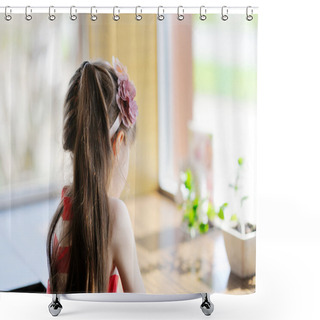 Personality  Little Child Girl Facing Away From The Camera Shower Curtains