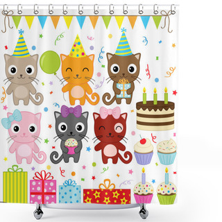Personality  Birthday Party Cats Shower Curtains