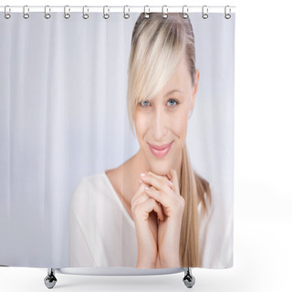 Personality  Smiling Beautiful Female Shower Curtains