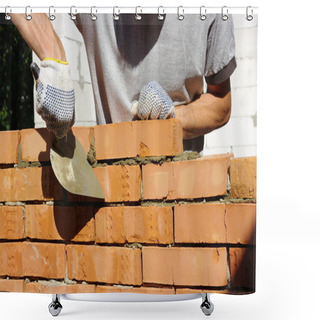 Personality  Bricklayer  Shower Curtains