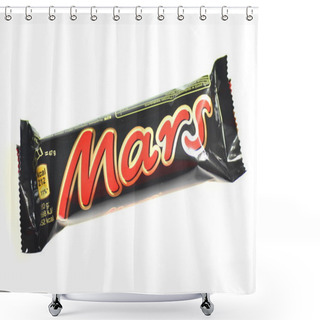 Personality  Mars Chocolate Bar Isolated On White Background Shower Curtains