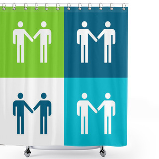 Personality  Agreement Flat Four Color Minimal Icon Set Shower Curtains