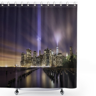 Personality  Manhattan Skyline, Tribute Lights 9-11 Shower Curtains