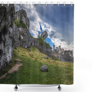 Personality  Ogrodzieniec Castle In Poland Shower Curtains