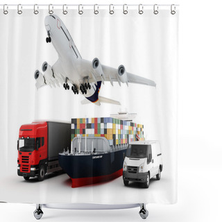 Personality  3d World Wide Cargo Transport Concept Shower Curtains