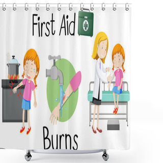 Personality  A Girl With Burn Arm First Aid Illustration Shower Curtains