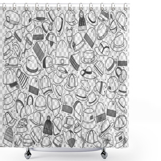 Personality  Hats Doodle Set Shower Curtains
