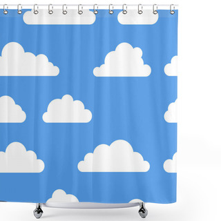 Personality  Seamless Pattern With Funny Clouds In Cartoon Style On Blue Background. Hand Drawn Illustration  Sky. Creative Art Work. Actual Vector Weather Drawing Shower Curtains