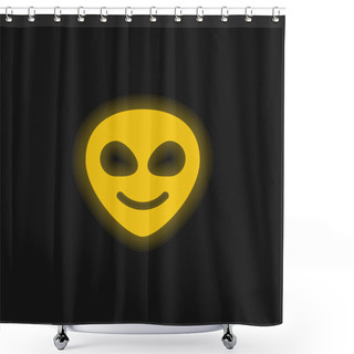 Personality  Alien Yellow Glowing Neon Icon Shower Curtains