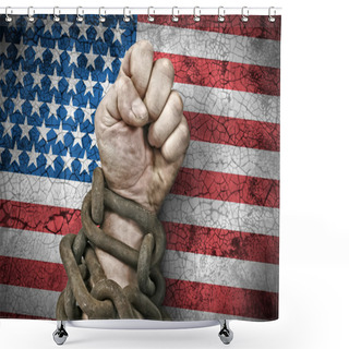 Personality  Hand, Fist In Chains Shower Curtains
