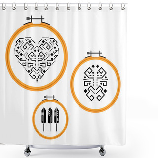 Personality  Needlework Design On Embroidery Hoops. Shower Curtains