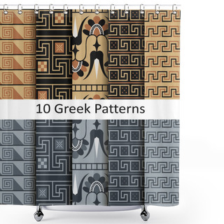 Personality  Set Of Ten Greek Patterns Shower Curtains