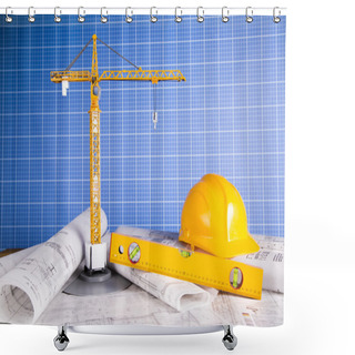 Personality  Buildings Under Construction And Cranes. Building Projects Shower Curtains