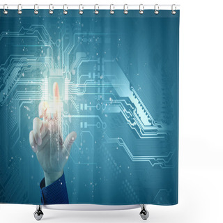Personality  Future Technology. Touch Button Inerface Shower Curtains