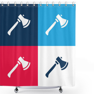 Personality  Axe Blue And Red Four Color Minimal Icon Set Shower Curtains